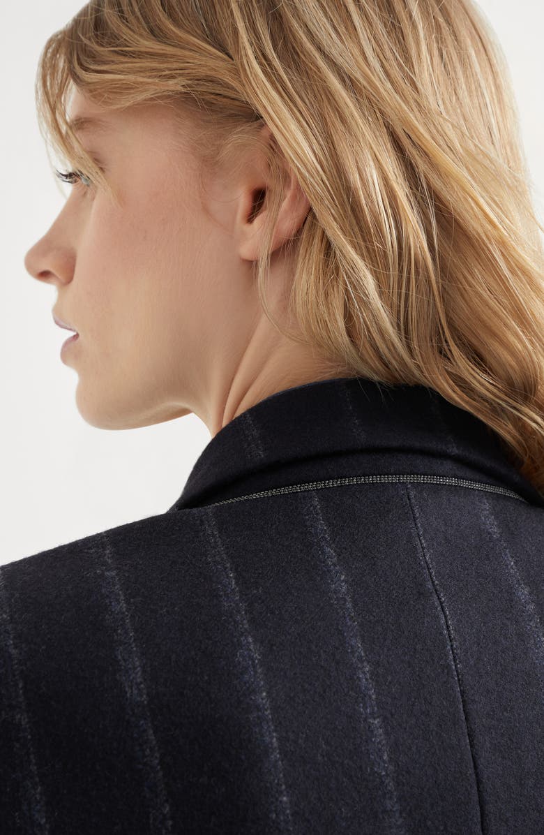 Brunello Cucinelli Techno virgin wool striped flannel blazer with monili, Alternate, color, 