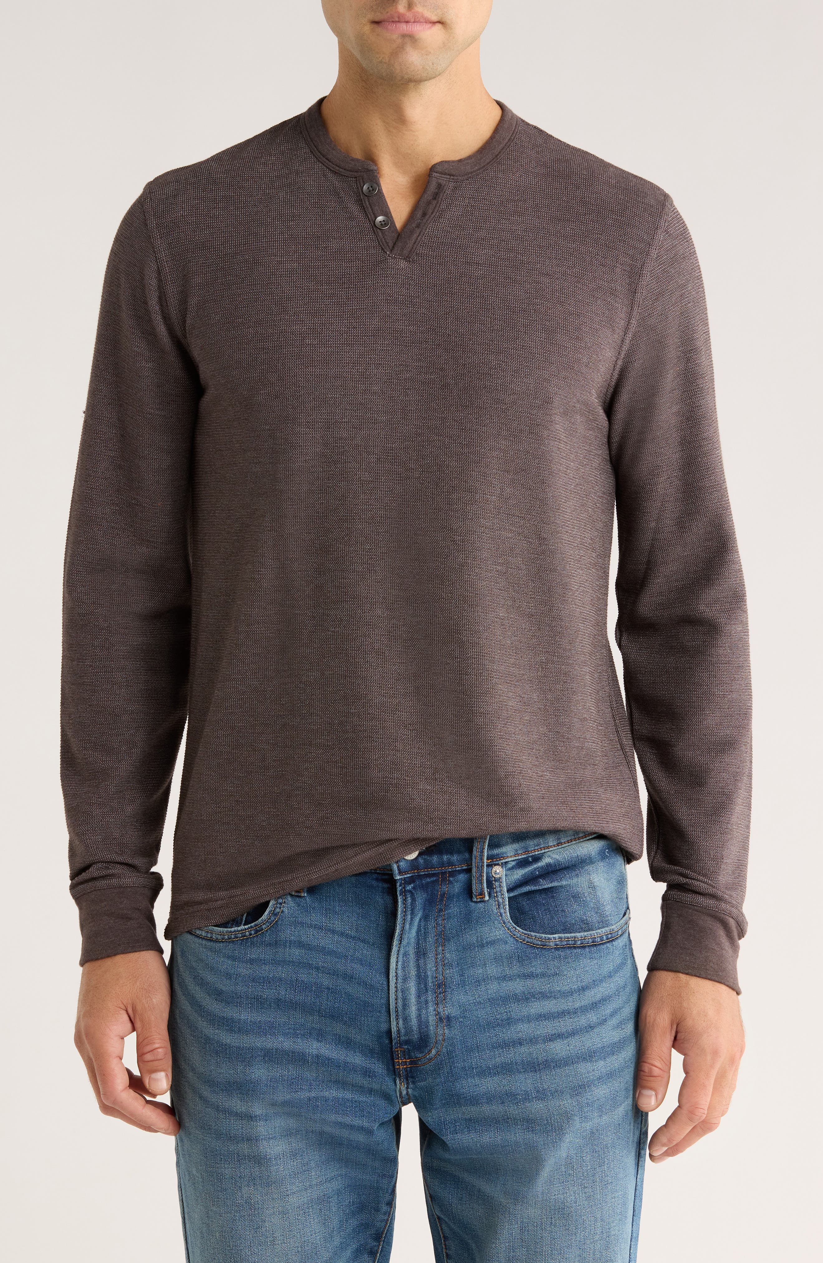 Lucky Brand Notch Neck Cotton Mélange Pullover