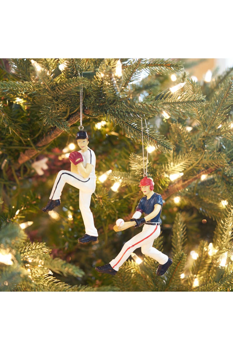 Baseball Player Ornaments Set of 2, Alternate, color, White