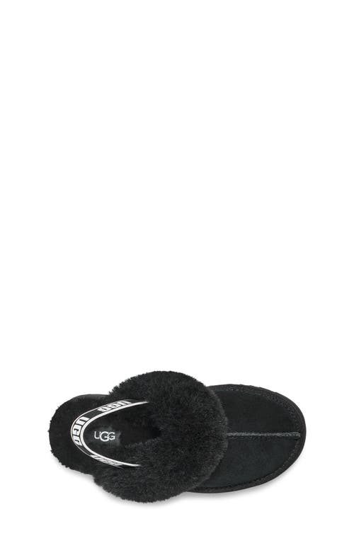 Ugg Funkette Logo-print Suede And Shearling Platform Slippers 6-10 Years In Black