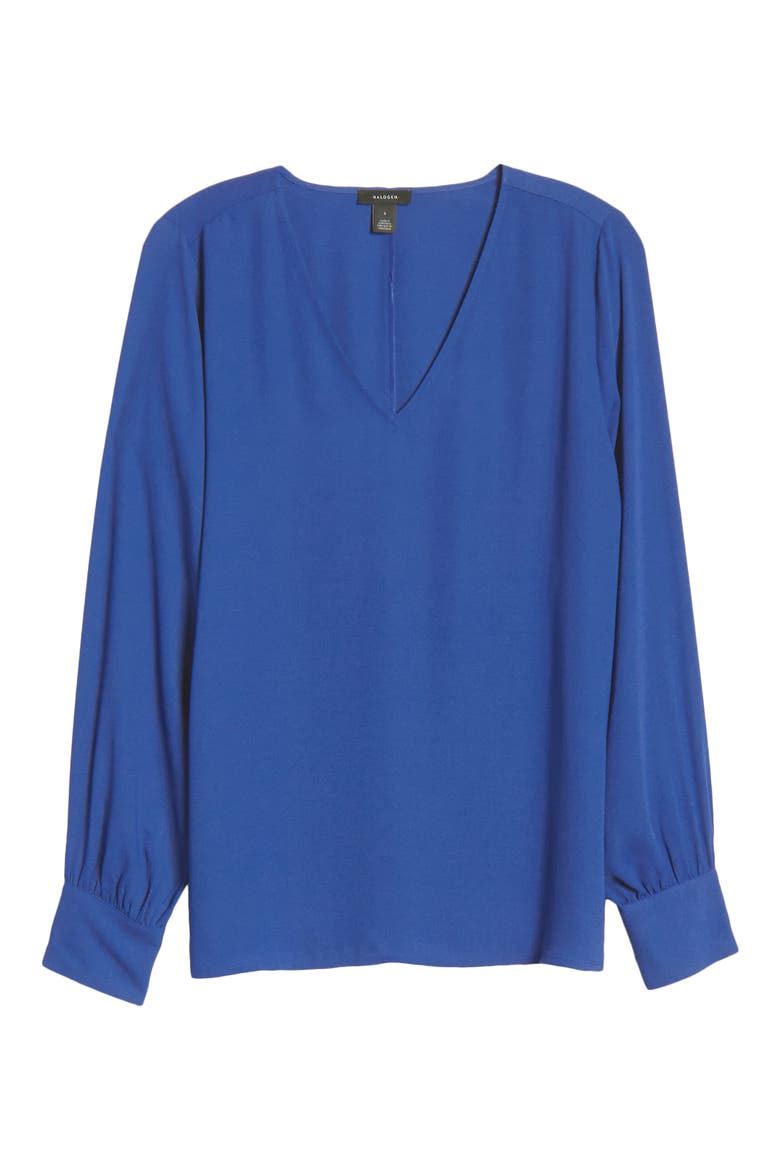 V-Neck Blouse, Alternate, color, BLUE SURF