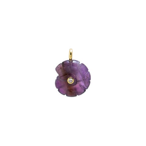 Colored Natural Stone & CZ Bezel Shell Charm