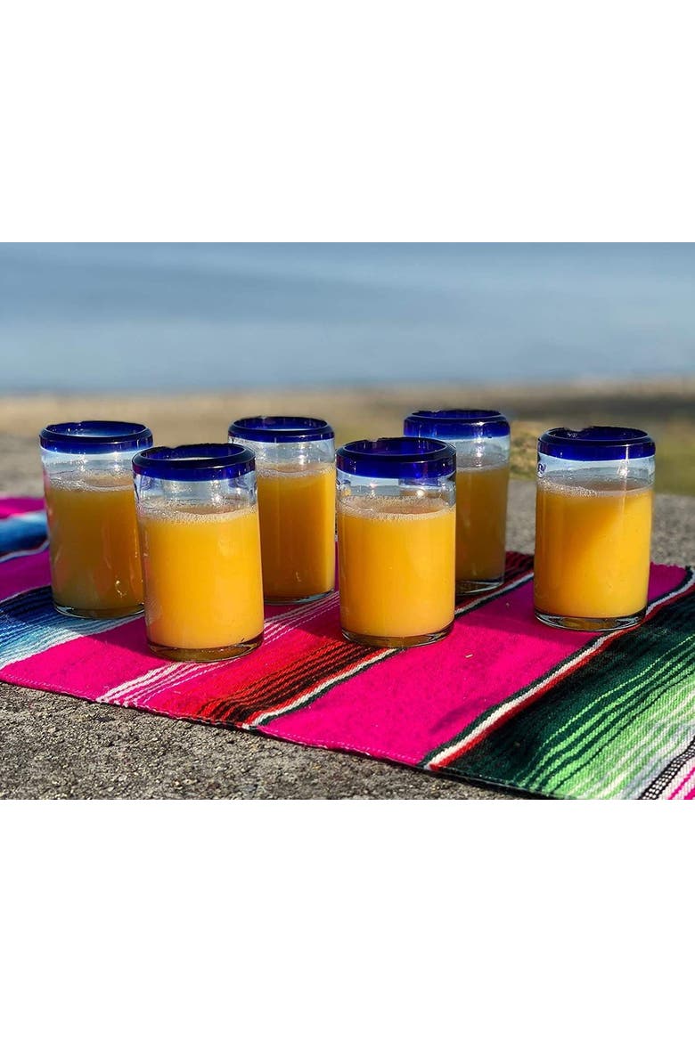 Rim Juice Glasses - Set of 6, Alternate, color, Cobalt Rim