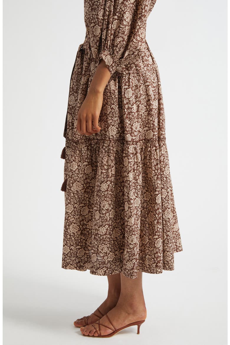 Franoise Floral Stripe Cotton Skirt, Alternate, color, COCOA FLORAL