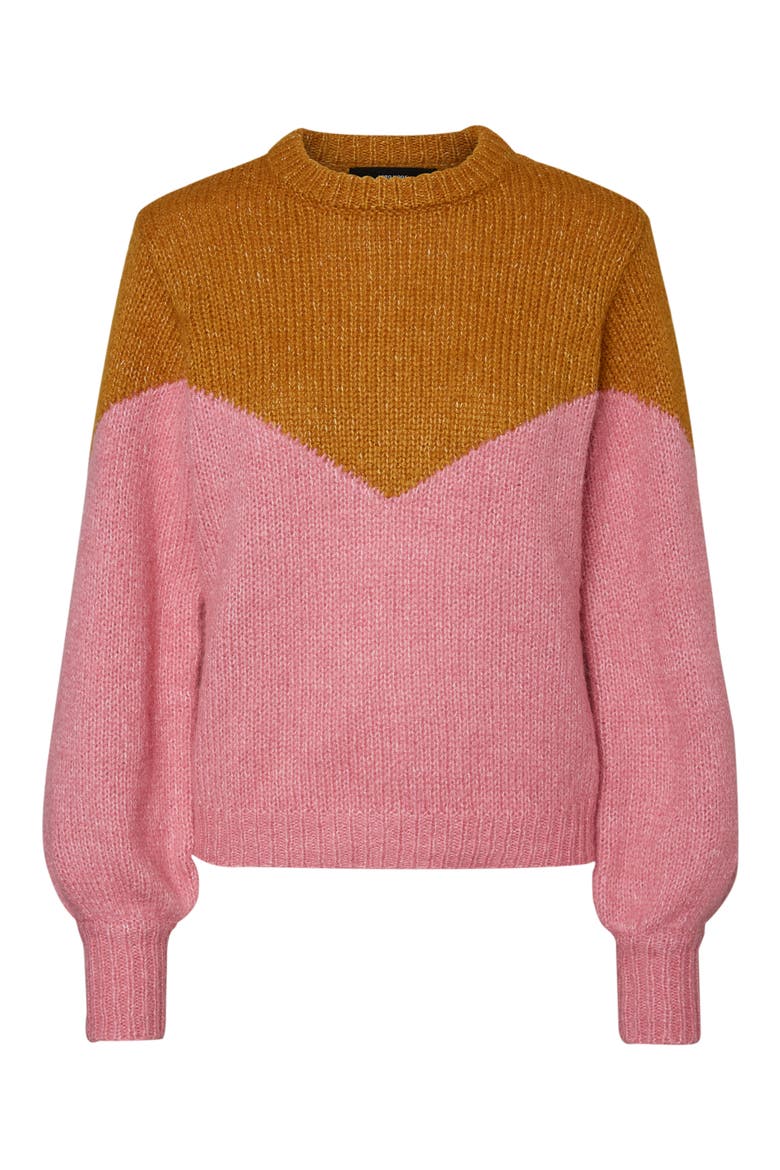Winnie Intarsia Sweater, Alternate, color, BUCKTHORN BROWN/ WILD ROSE