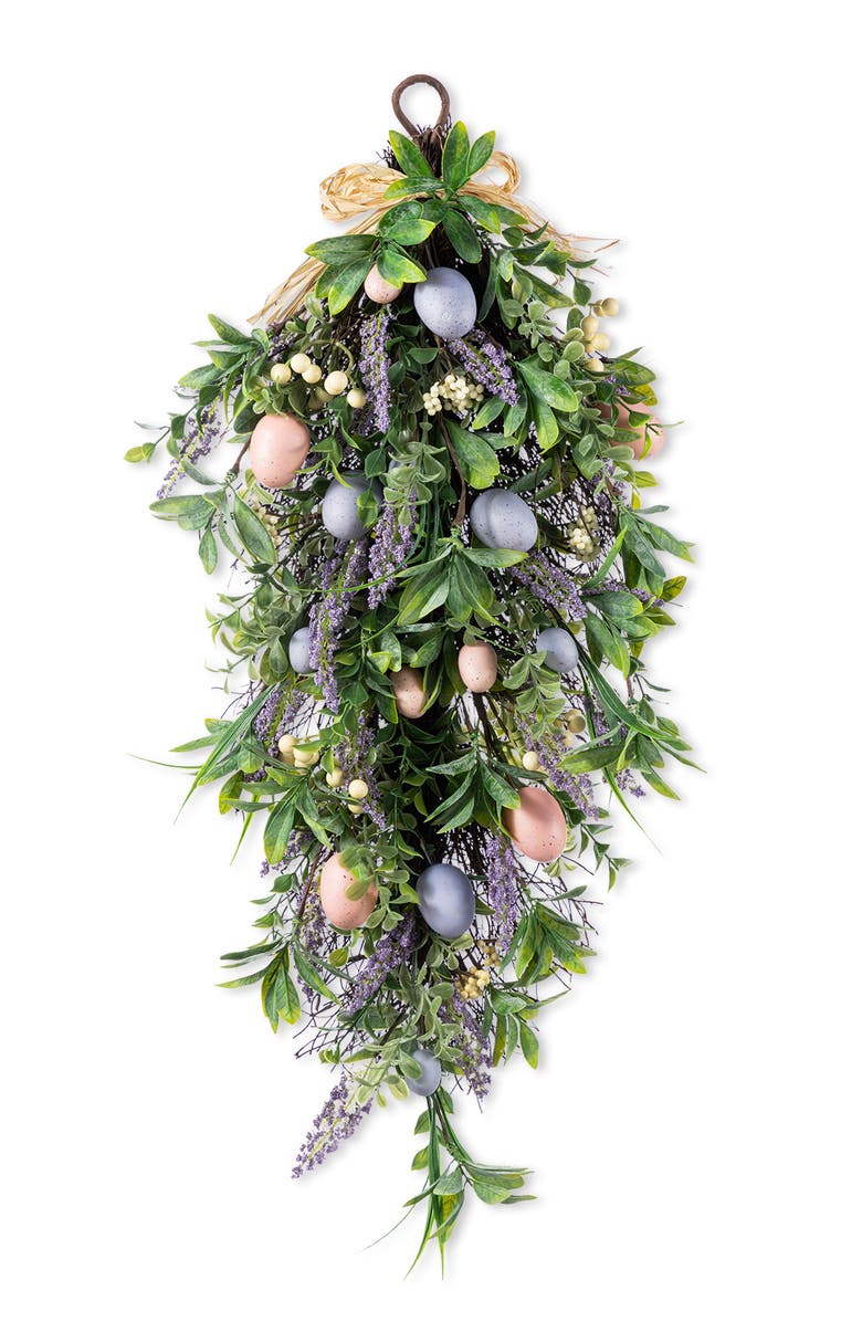 Glitzhome 28"H Easter Egg 
Lavender Swag, Main, color, Green