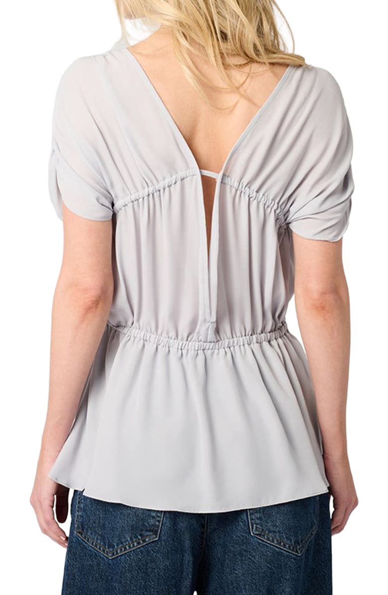 WeWoreWhat Gathered Cap Short Sleeve Top, Alternate, color, Dove