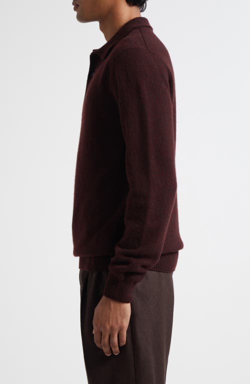 Sunspel Lambswool Polo Sweater In Burgundy