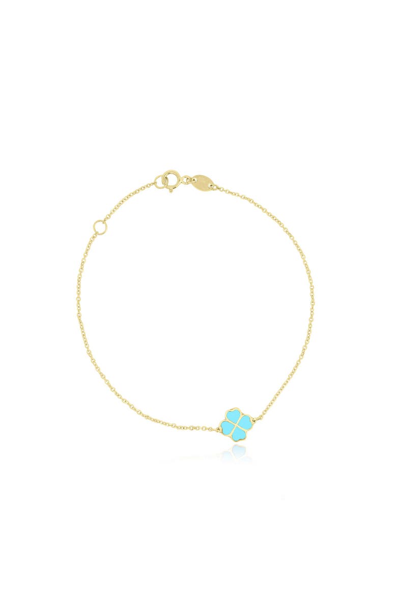 The Lovery Fine Jewelry Turquoise Lucky Clover Bracelet, Main, color, Turquoise