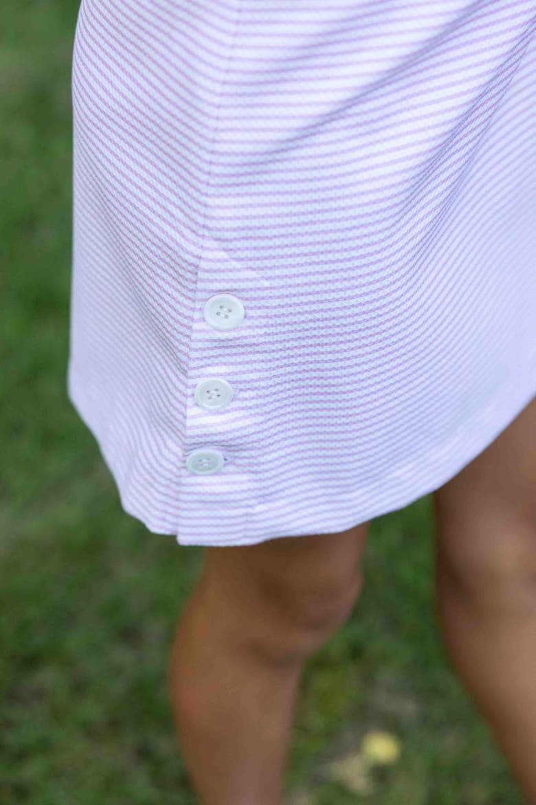 Stripe Pique Dress With Side Buttons, Alternate, color, Pink/White