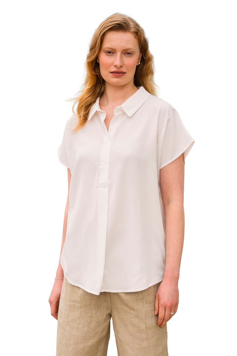 Short Sleeve Relaxed Fit Blouse, Main, color, CHALK