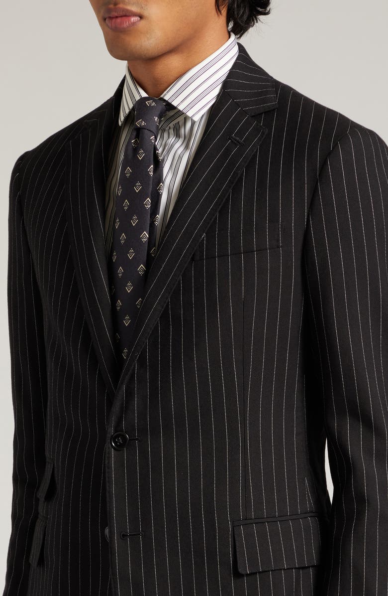 Ralph Lauren Purple Label Kent Pinstripe Cotton & Silk Suit, Alternate, color,