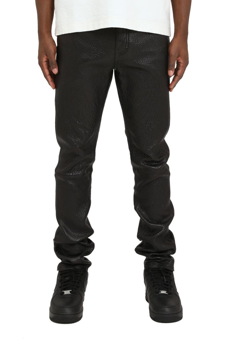 PURPLE BRAND Stretch Leather Skinny Fit Pants, Main, color, Black