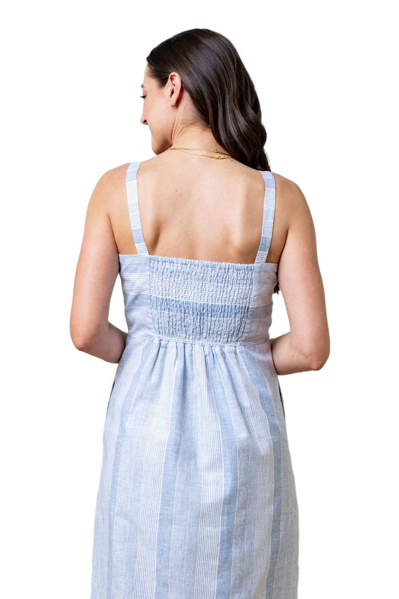 Women's Sleeveless Sheath Dress, Alternate, color, Blue Ombre Stripe Linen