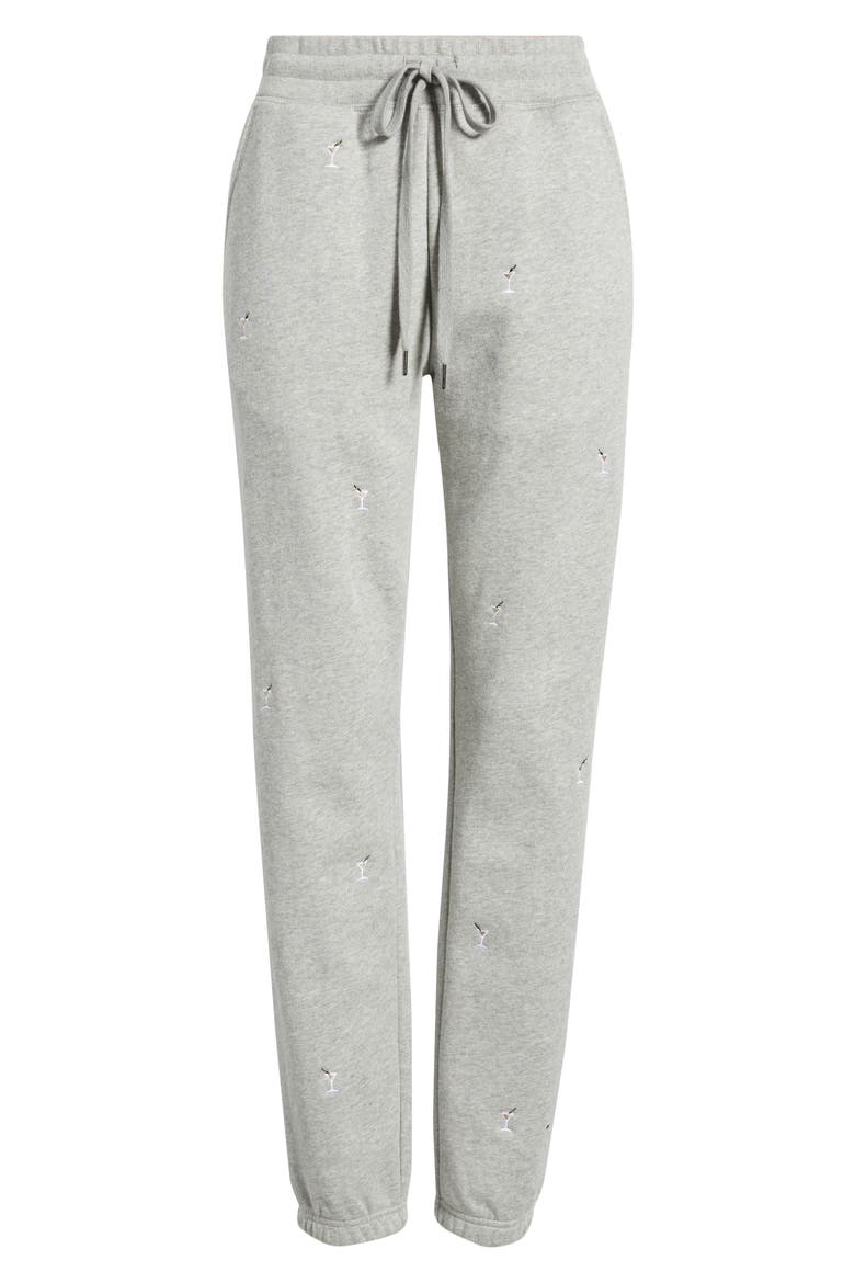 Kingston Martini Embroidered Cotton Joggers, Alternate, color, HEATHER GREY MARTINI