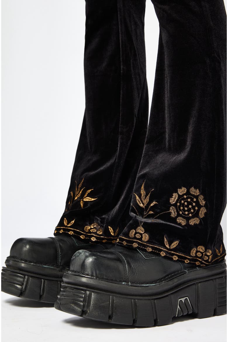 Kobra Velour Embroidered Flare Trouser, Alternate, color, Black