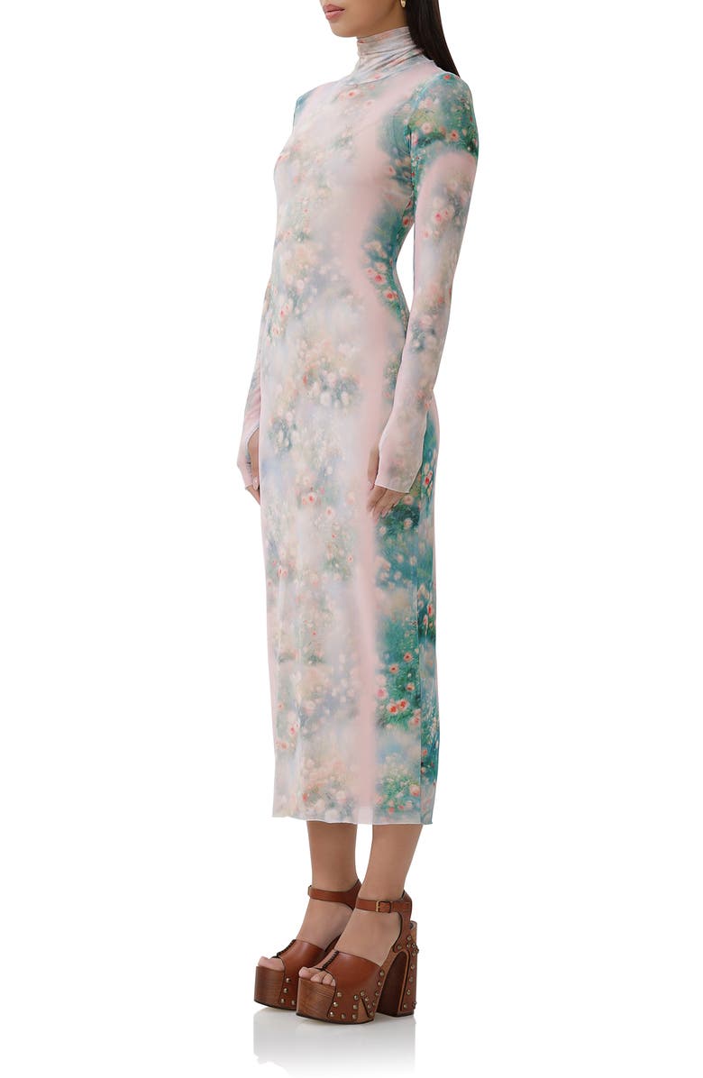 AFRM Shailene Long Sleeve Mesh Dress, Alternate, color, Placement Fog