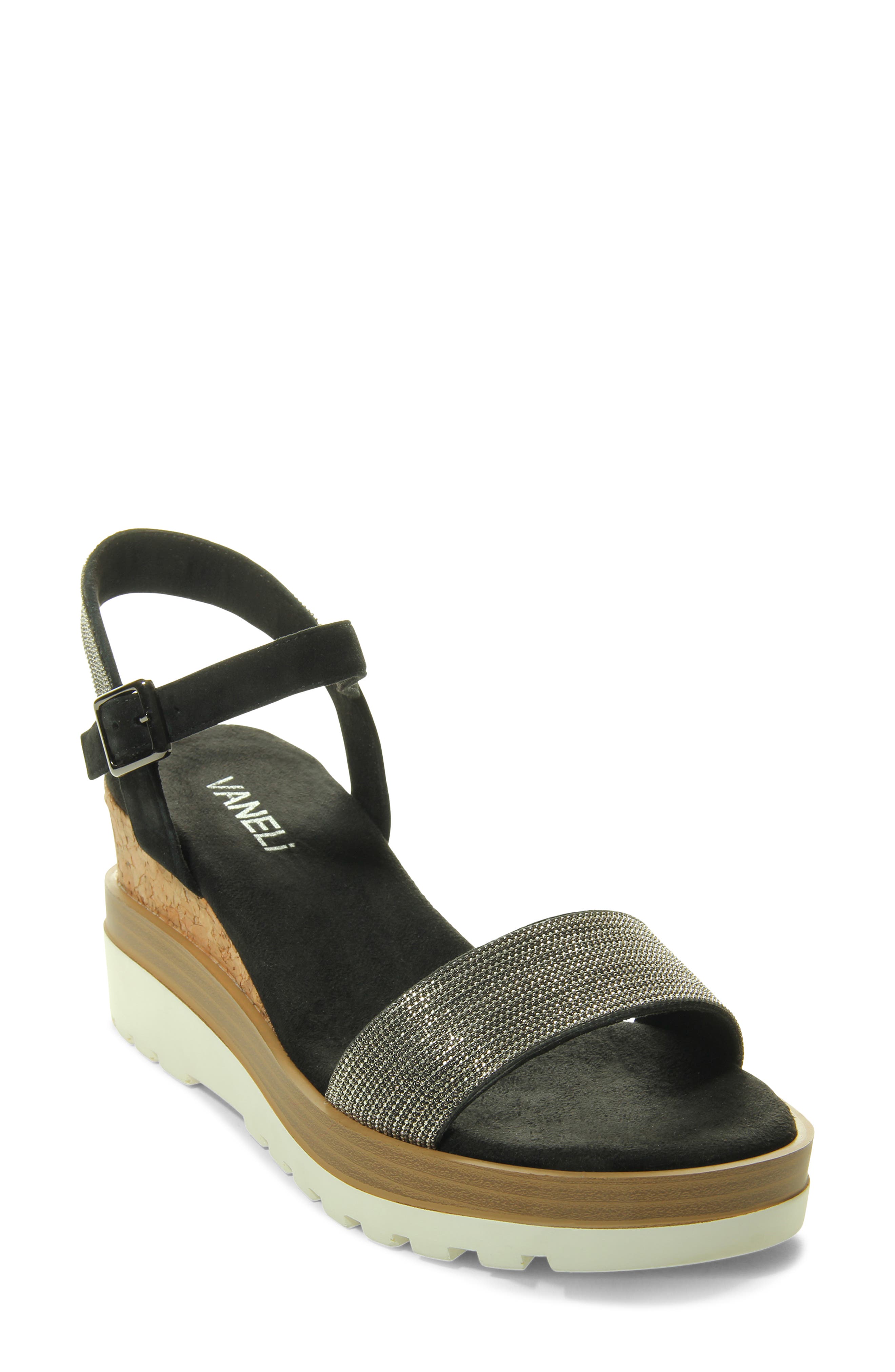VANELi Cedra Platform Wedge Sandal, Main, color, Black Suede