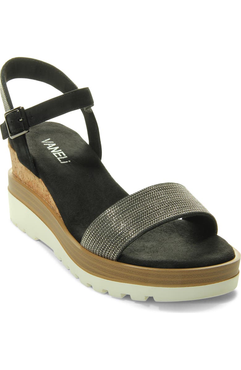VANELi Cedra Platform Wedge Sandal, Main, color, Black Suede
