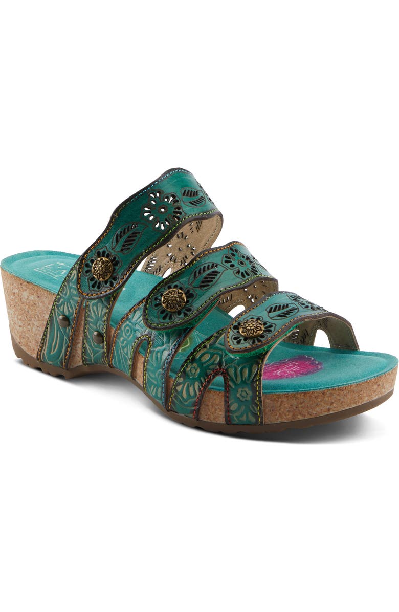 L'Artiste by Spring Step Carbone Platform Slide Sandal, Main, color, Green Multi