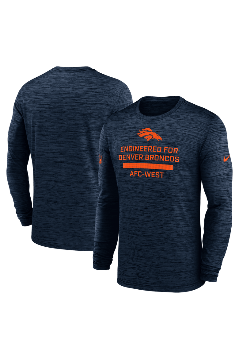 Men's Nike Navy Denver Broncos Sideline Velocity Performance Long Sleeve T-Shirt, Main, color, Navy