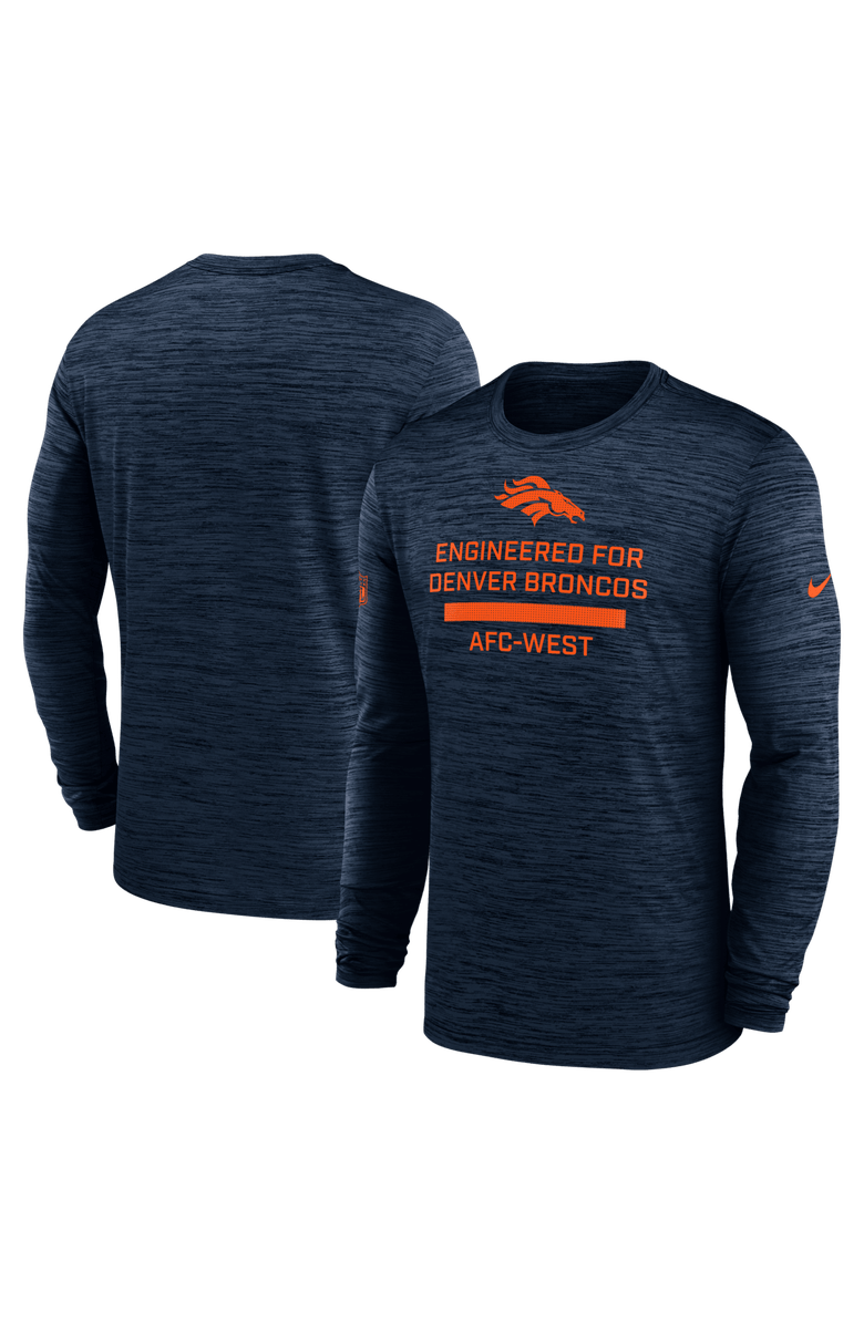 Nike Men's Nike Navy Denver Broncos Sideline Velocity Performance Long Sleeve T-Shirt, Main, color, Navy