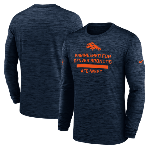 Men's Nike Navy Denver Broncos Sideline Velocity Performance Long Sleeve T-Shirt