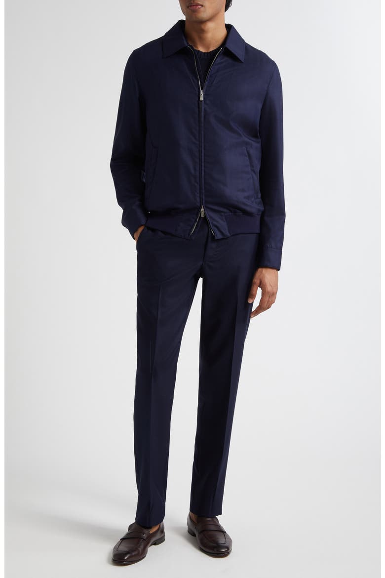 Flat Front Wool Hopsack Pants, Alternate, color, NAVY