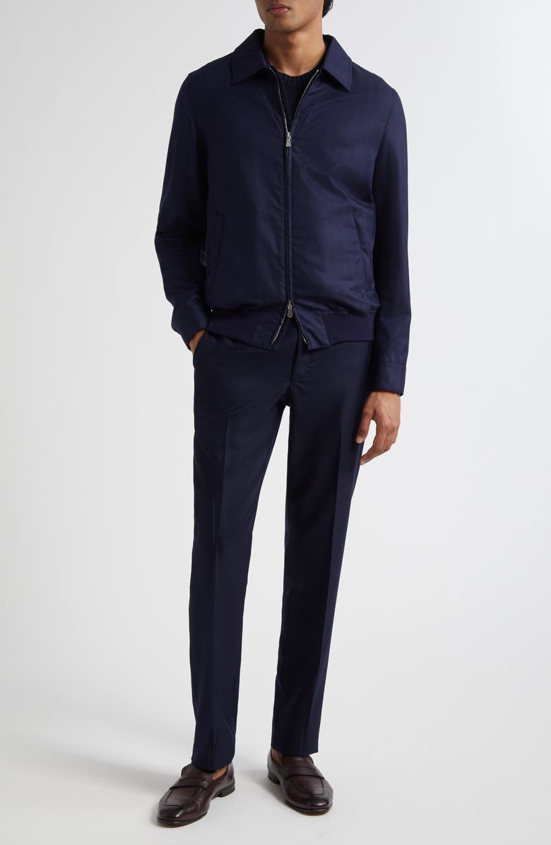 Thom Sweeney Spread Collar Wool Twill Bomber Jacket, Alternate, color, Navy