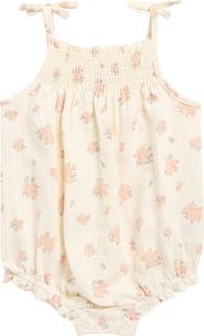 QUINCY MAE Smocked Yoke Organic Cotton Romper