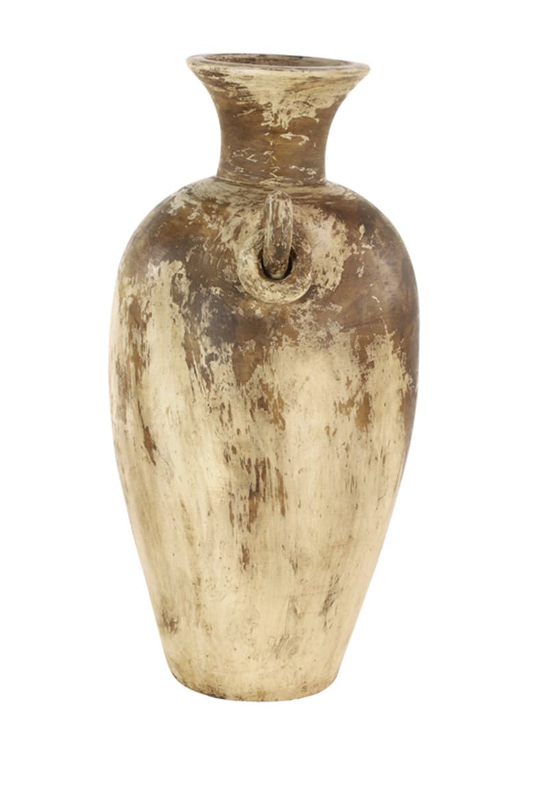 Distressed Beige & Brown Large Ceramic Amphora Floor Vase, Alternate, color, BEIGE