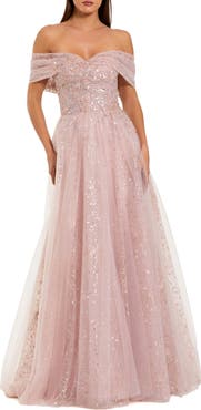 Mac Duggal Embroidered Tulle Off The Shoulder Ballgown
