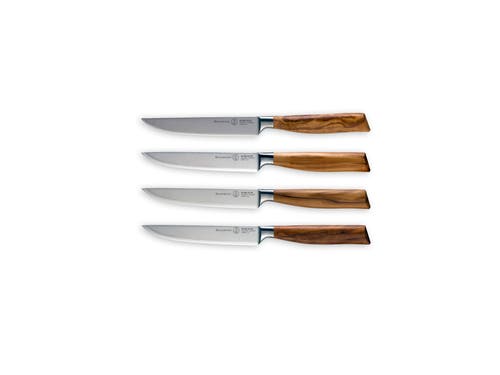 Messermeister Oliva Elite 4 Piece Fine-edge Steak Knife Set In Brown