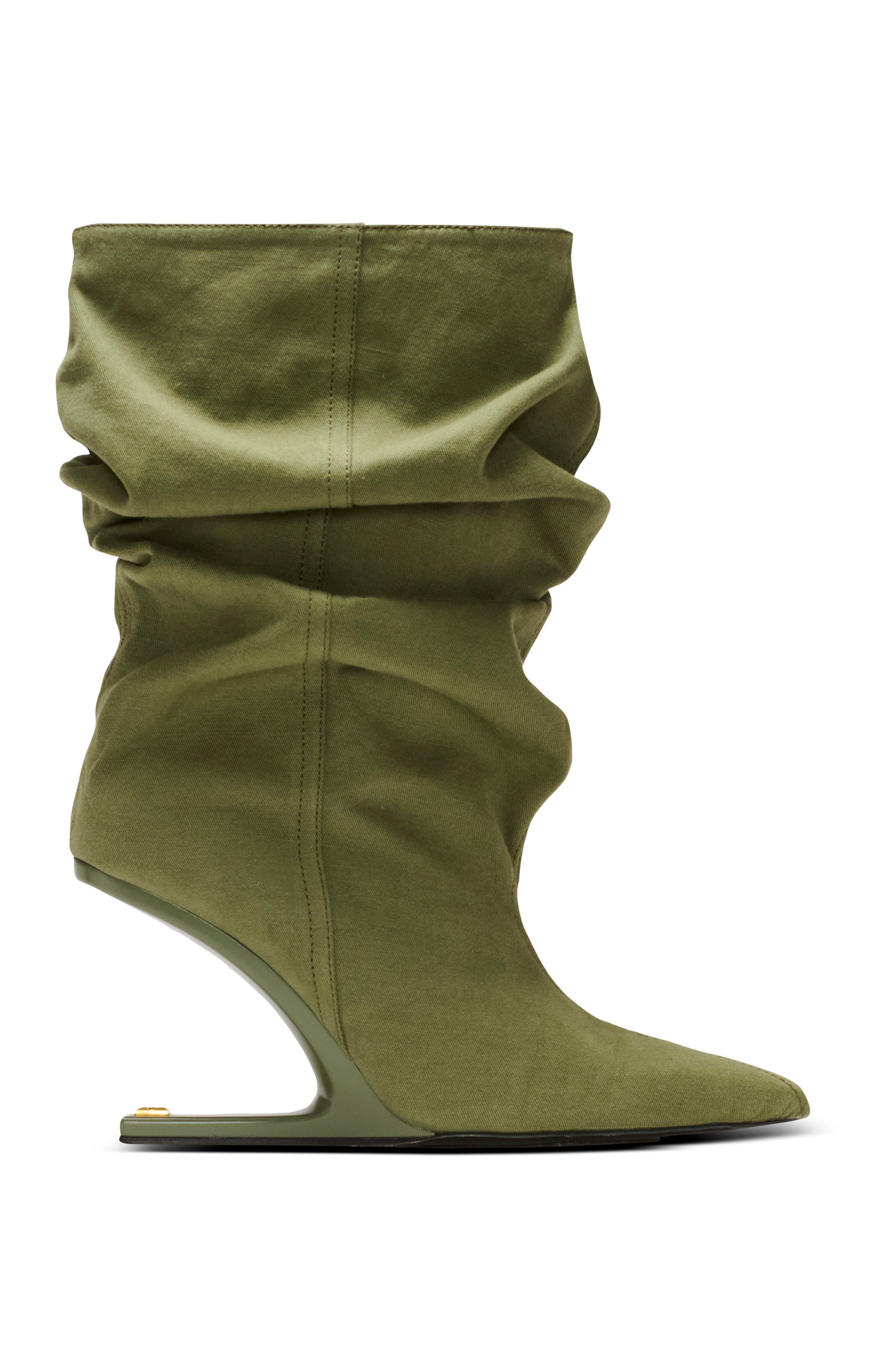 Balmain "No Wedge" cotton-linen ankle boots, Alternate, color, Green
