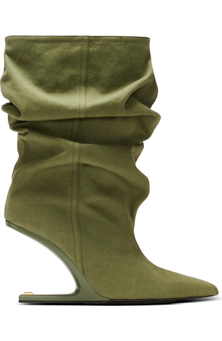 Balmain "No Wedge" cotton-linen ankle boots, Alternate, color, Green