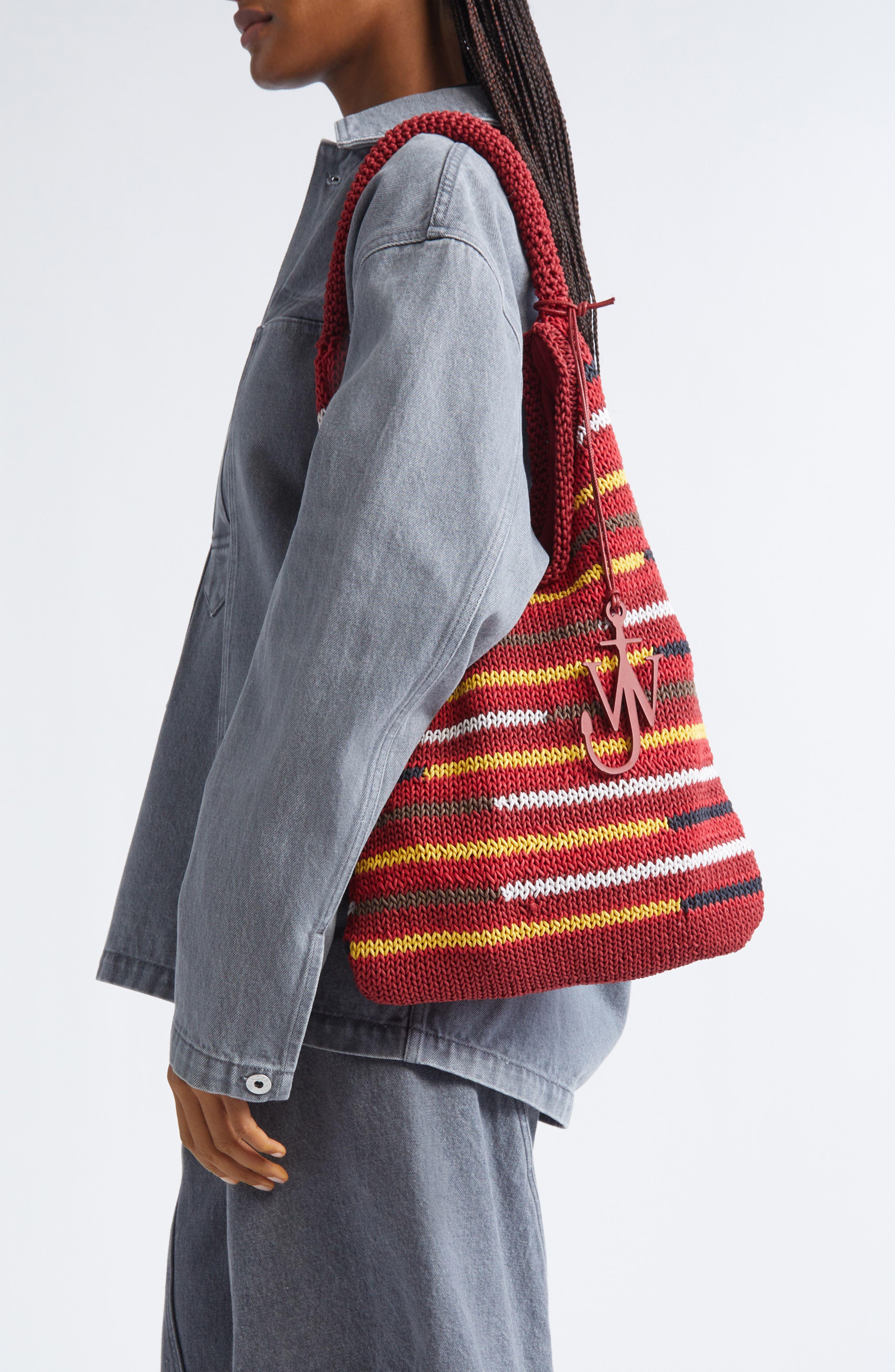 JW Anderson Knit Hobo Bag, Alternate, color, Red/ Multi 452