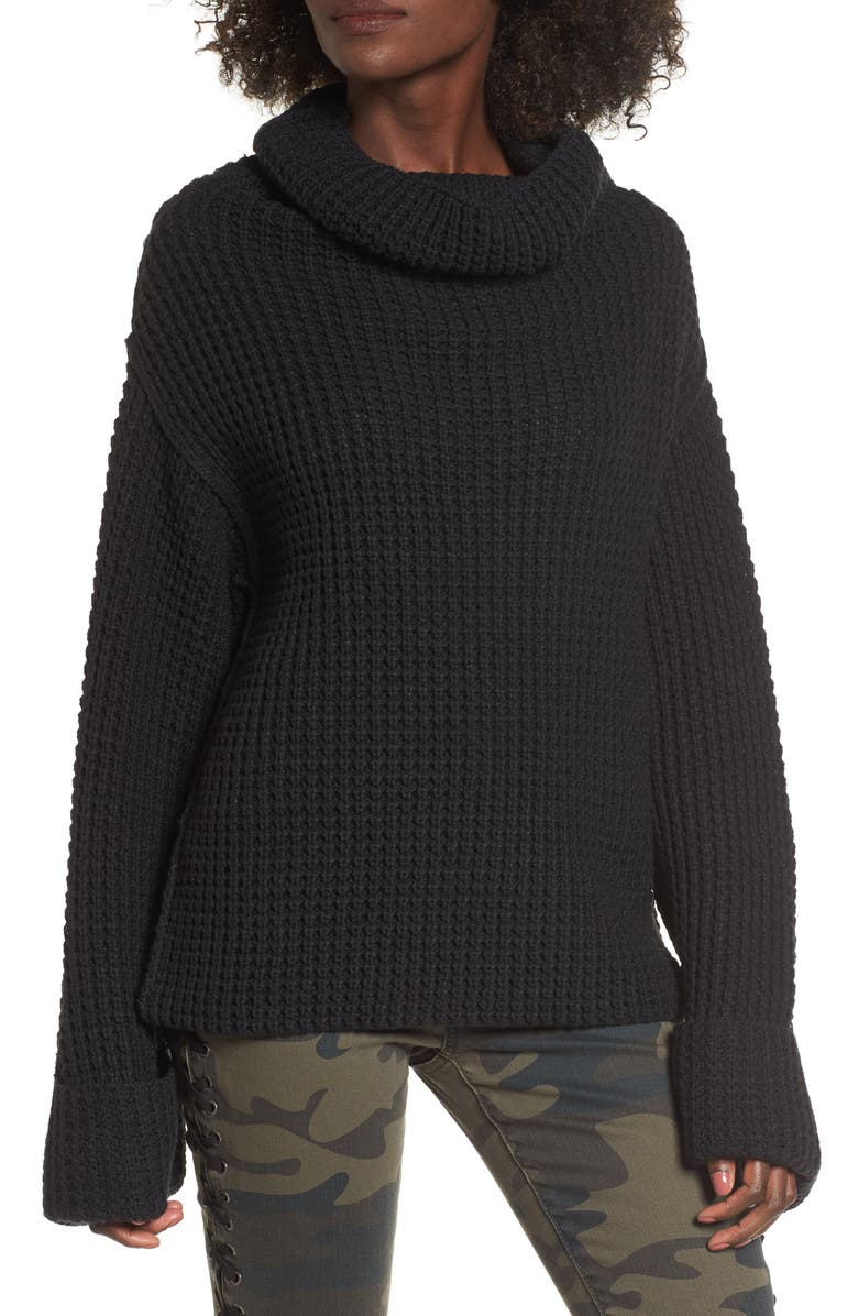 Love By Design Cowl Neck Thermal Stitch Sweater, Main, color,