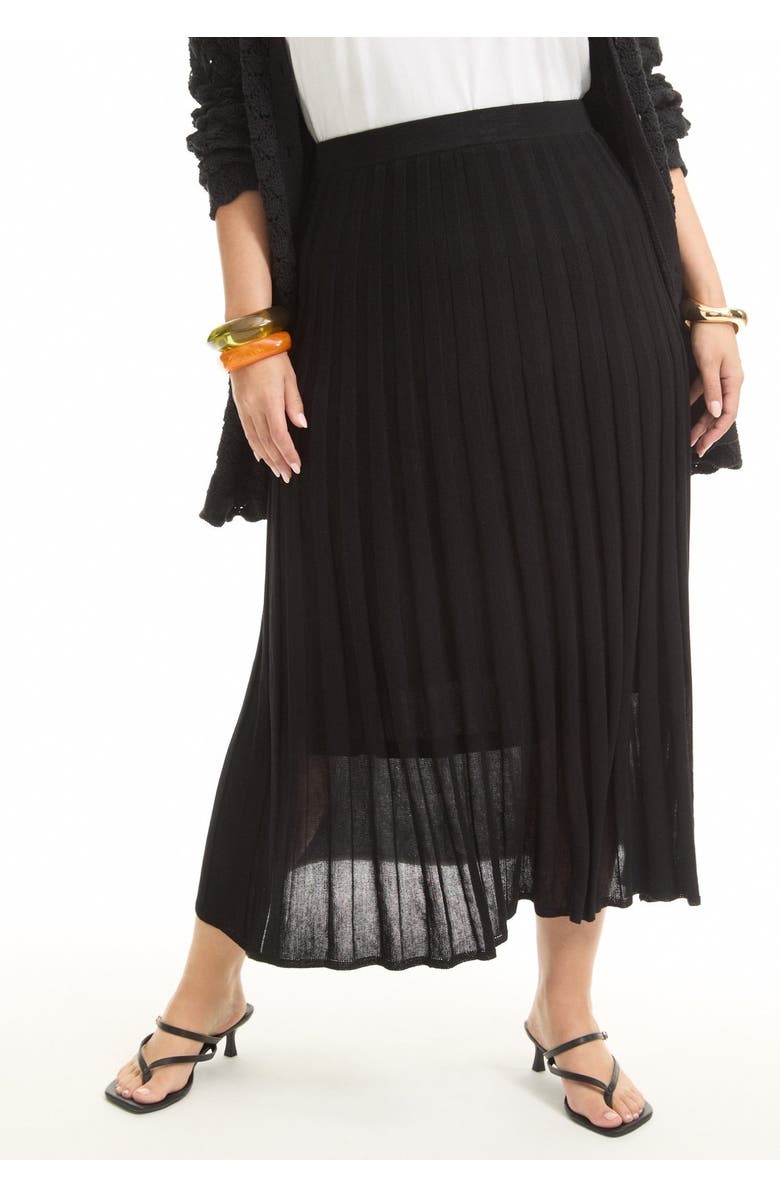 June + Vie Pleated Midi Skirt, Alternate, color, Black Onyx