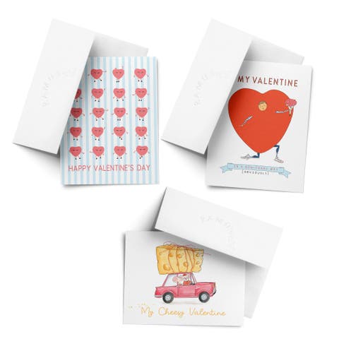 Valentine's Day Friendship Greeting Card Pack Sets, 'My Cheesy Mice, Non-Corny Valentine, Hearts Dance'