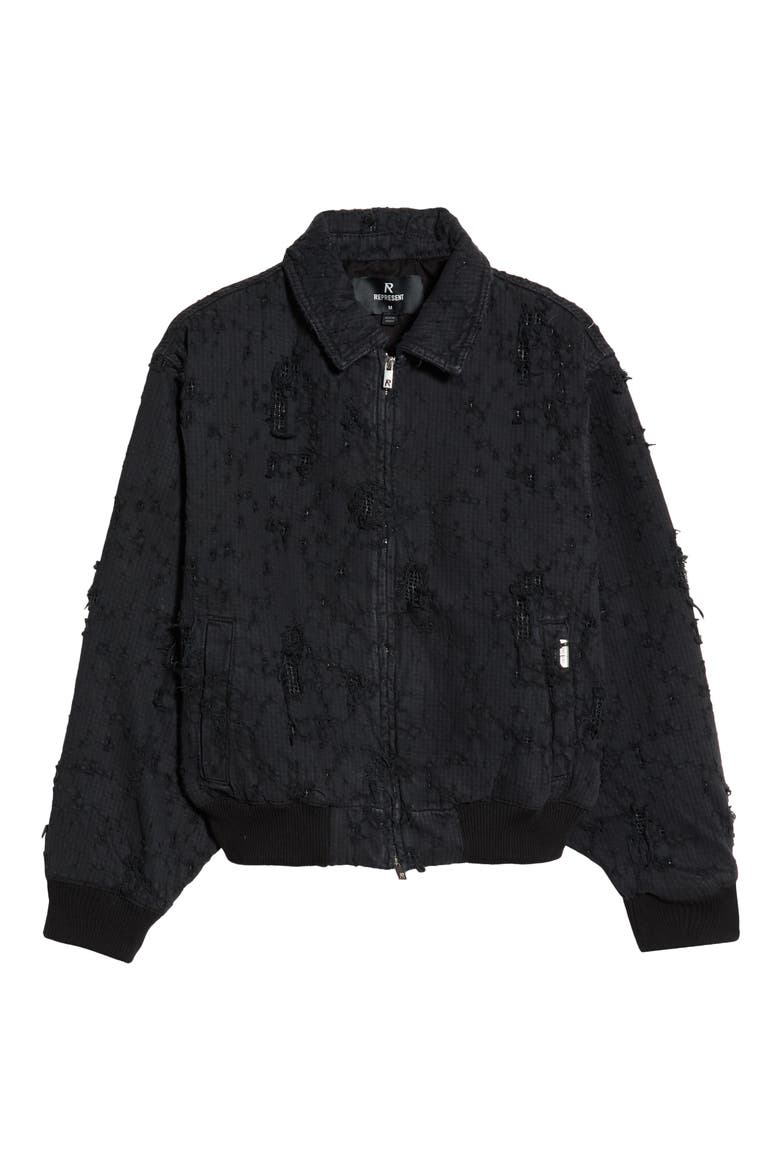Anarchy Distressed Cotton Jacket, Main, color, BLACK
