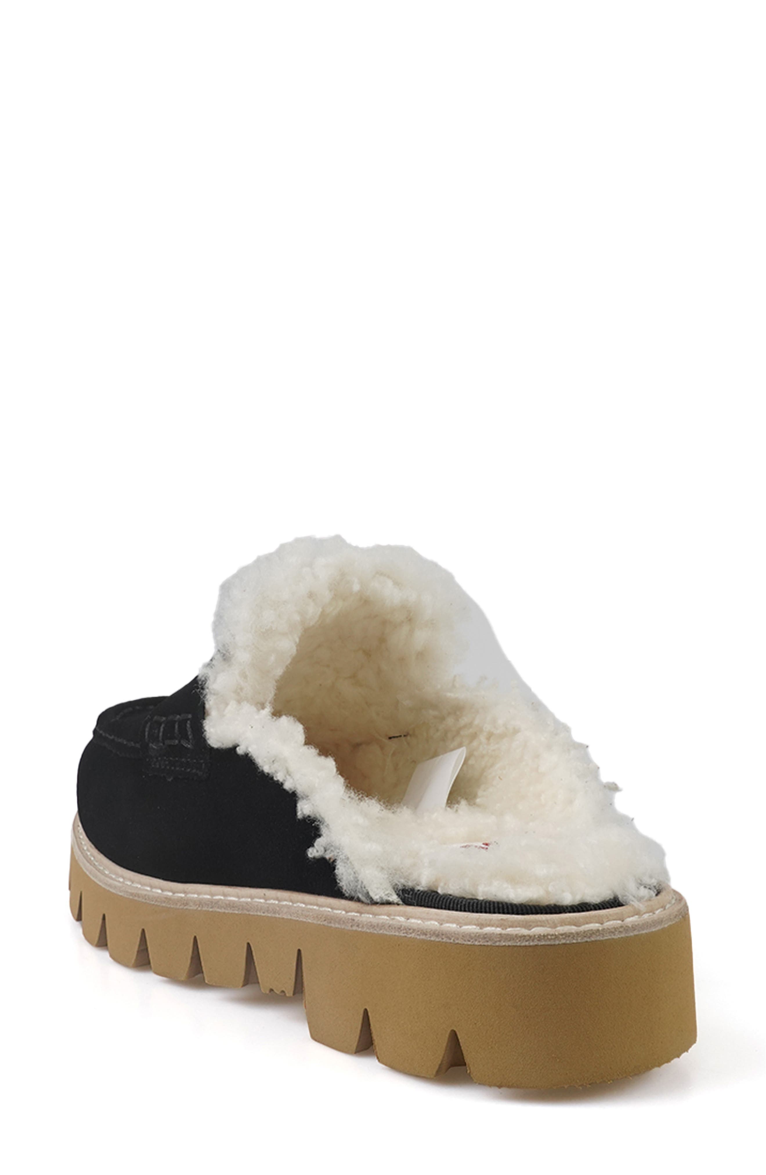 National Comfort Leesa Faux Shearling Lined Clog, Alternate, color, Black