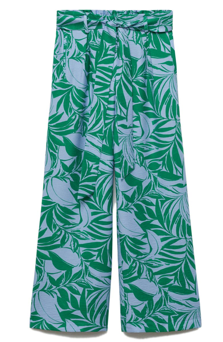 MANGO Print High Waist Wide Leg Pants, Alternate, color, Green