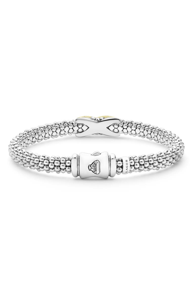LAGOS Embrace Pavé Diamond Center X Bracelet, Alternate, color, Silver