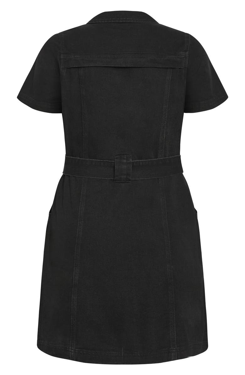 City Chic Melina Belted Denim Minidress, Alternate, color, Black
