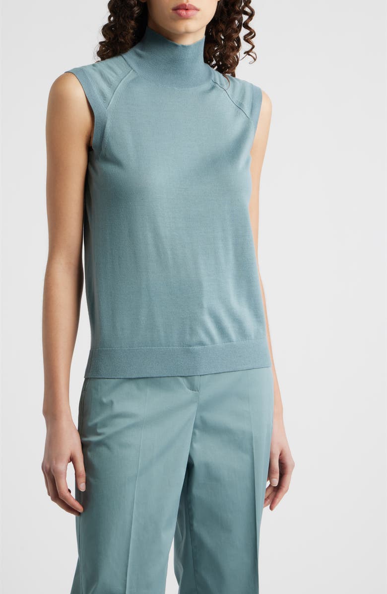 BOSS Fipini Mock Neck Wool Sweater Vest, Main, color, Reef