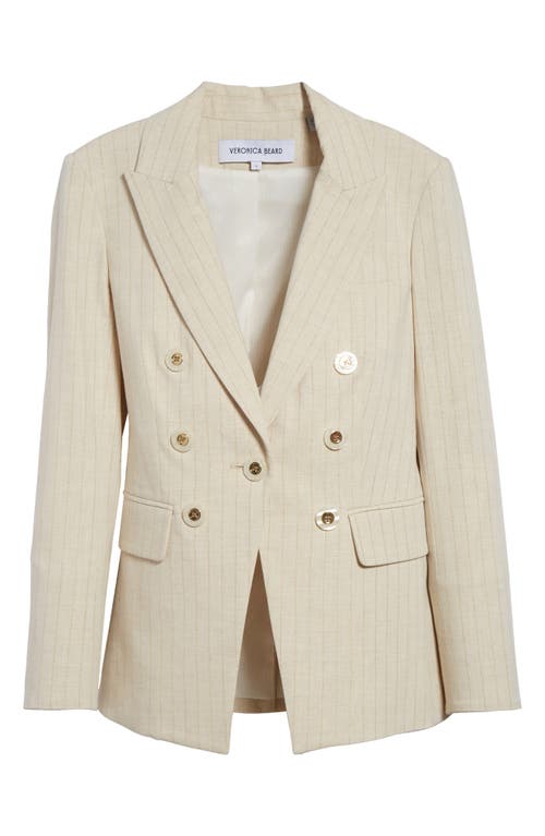 Veronica Beard Gaya Metallic Chalk Stripe Cotton Blend Dickey Jacket