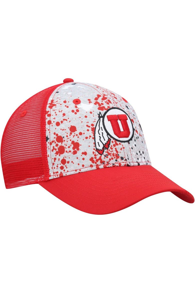 Men's Colosseum  Gray/Red Utah Utes Love Fern Trucker Snapback Hat, Alternate, color, Gray