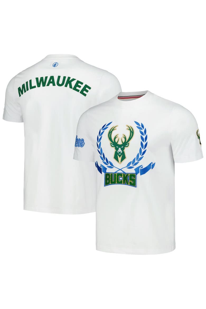 Unisex FISLL White Milwaukee Bucks Heritage Crest T-Shirt, Main, color, White