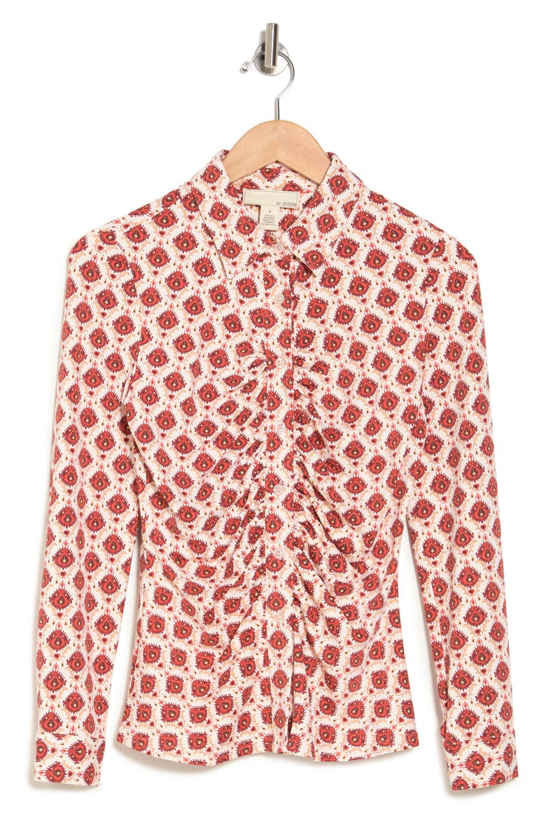 Carla Ruched Button-Up Blouse, Alternate, color, ROCOCO