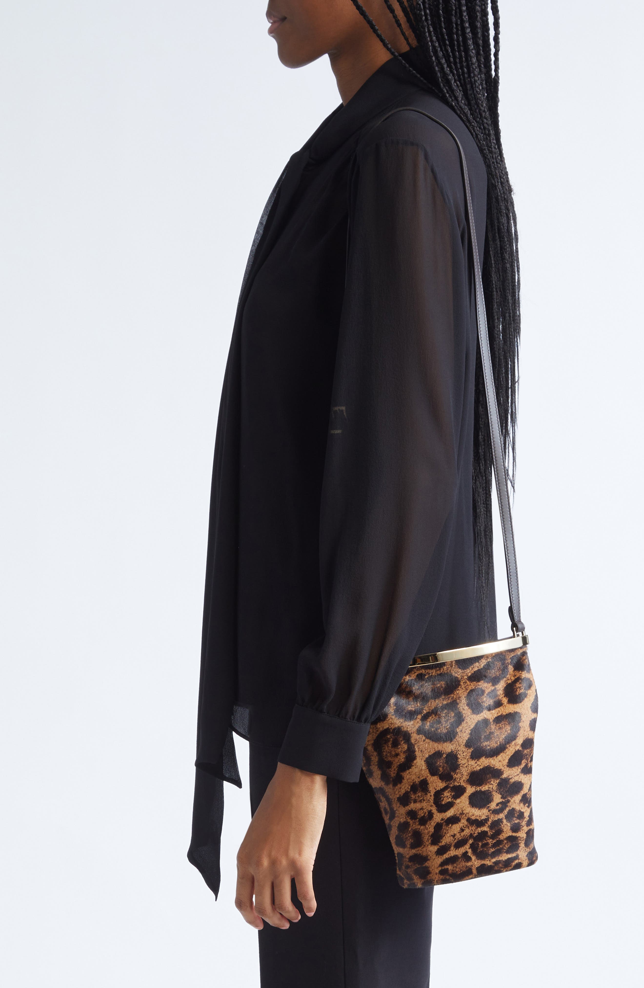 Tod's Mini Tod's Magenta Bag Genuine Calf Hair Bucket Bag, Alternate, color, Cammello Ch/ Palissandro